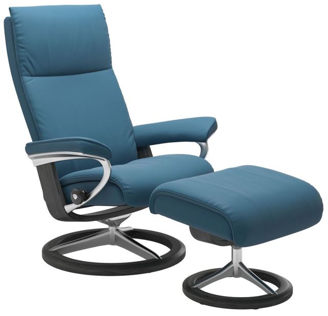 Stressless® by Ekornes® Stressless Aura Large Signature Base Recliner with Ottoman