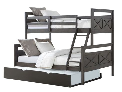 Donco Trading Company Twin/Full Bunk Bed With Twin Trundle Bed