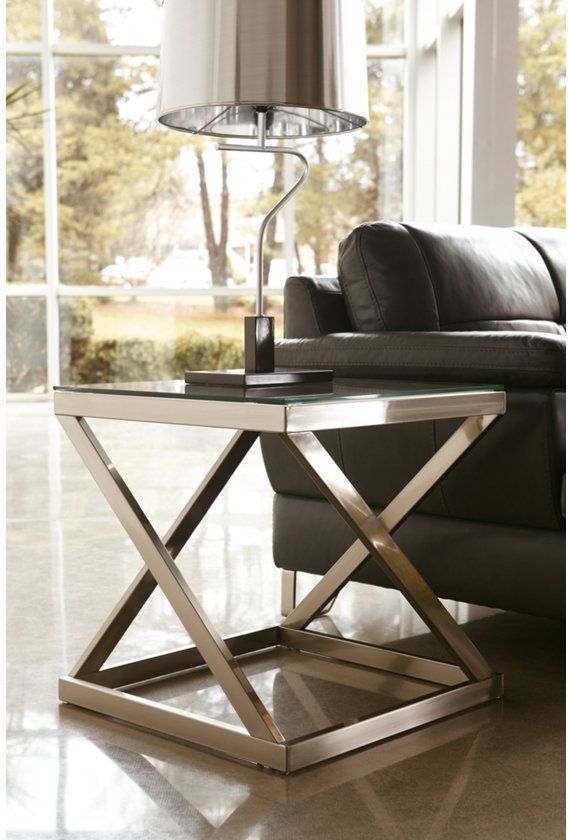 Signature Design by Ashley® Coylin Brushed Nickel Finish Square End Table 1