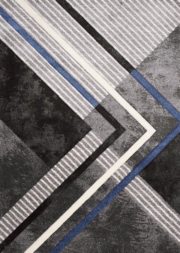 Tapis de 2'0" x 3'7" Soho, gris, noir, bleu, Kalora Interiors®