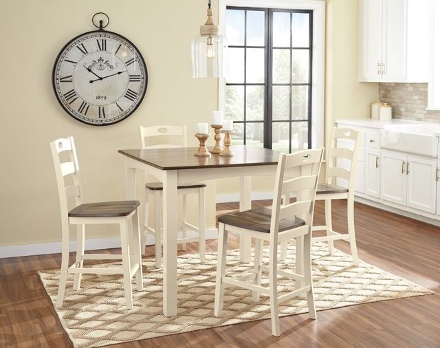 Signature Design by Ashley® Woodanville 5-Piece Cream/Brown Counter Height Dining Set 4