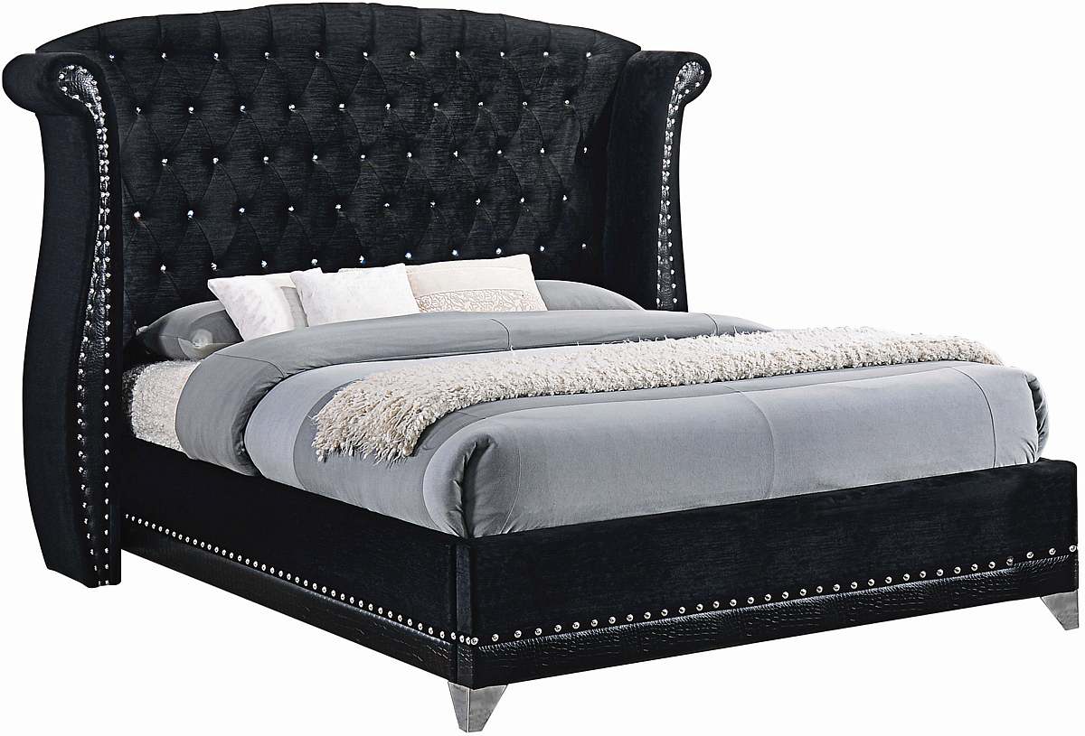 Coaster Barzini Black Chrome California King Upholstered Bed