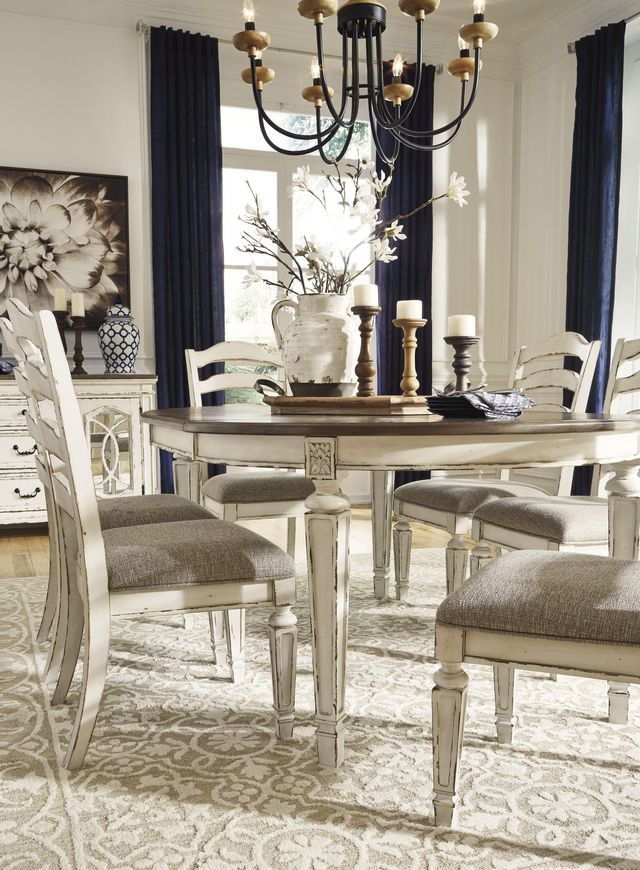Signature Design by Ashley® Realyn Chipped White Oval Dining Room Extension Table 7