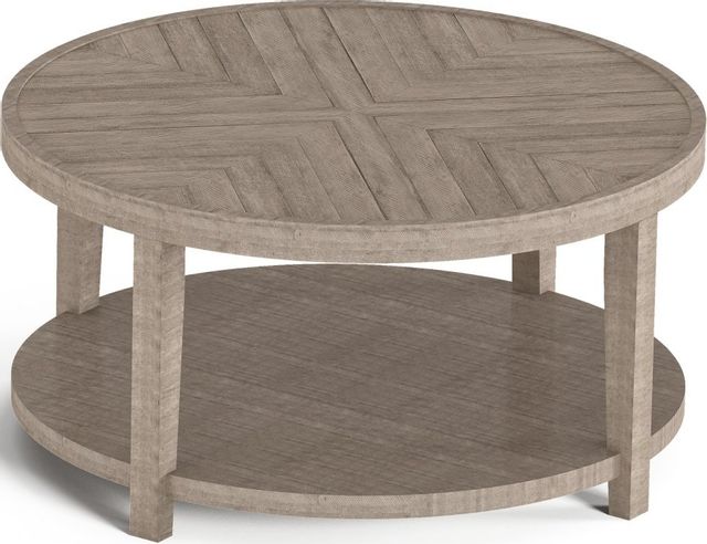 Flexsteel® Chevron Stone Gray Round Coffee Table-0