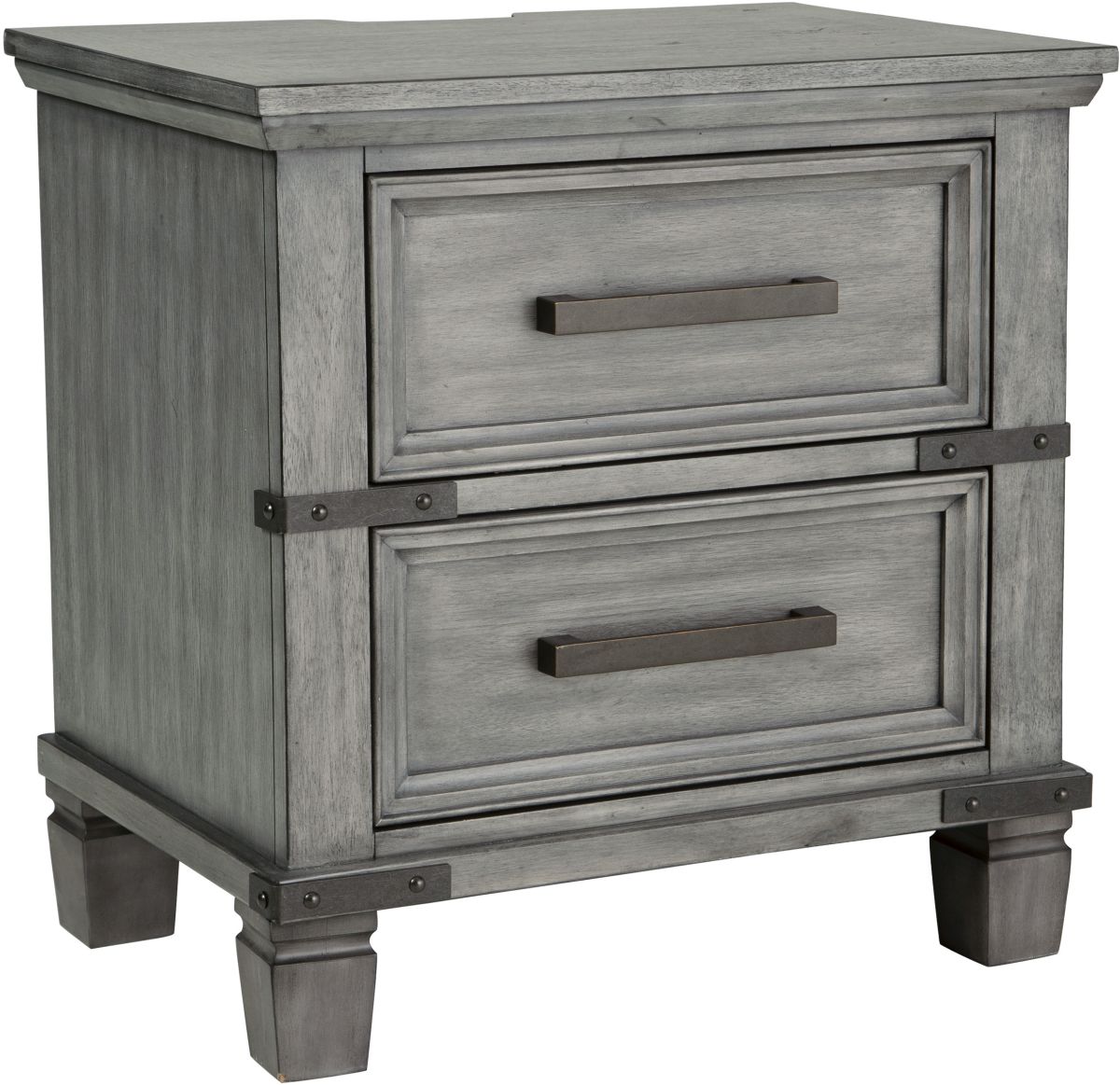 grey stained nightstand