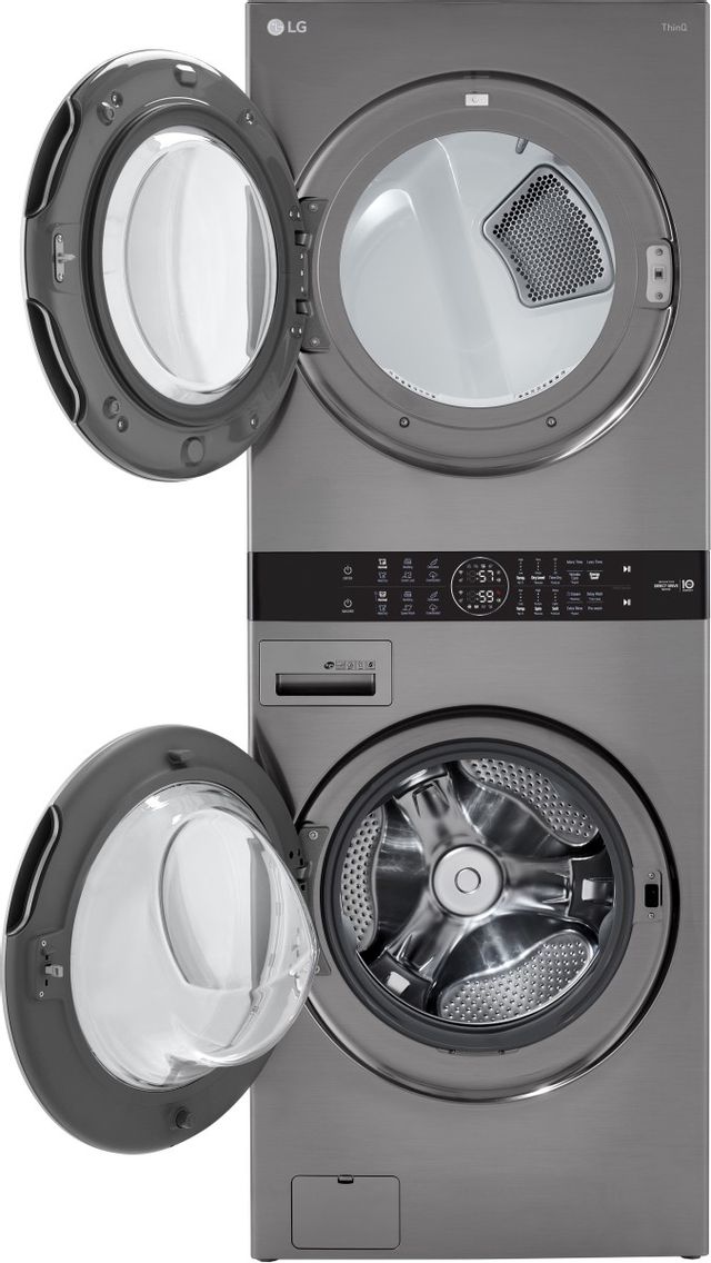 LG 4.5 Cu. Ft. Washer, 7.4 Cu. Ft. Gas Dryer Graphite Steel Front Load Stack Laundry 3