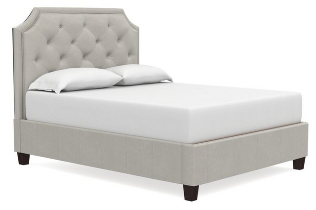 Bassett® Furniture Custom Upholstered Florence Leather Queen Clipped Corner Storage Bed