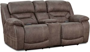 Homestretch Mink Triple Power Reclining Loveseat with Console