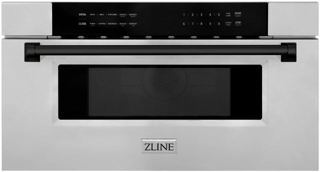 ZLINE Autograph Edition 1.2 Cu. Ft. Stainless Steel Microwave Drawer with Matte Black Accents 0