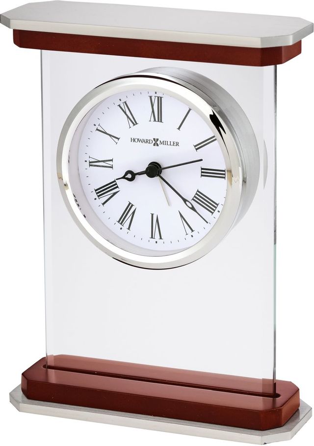 Howard Miller® Mayfield Satin Rosewood/Silver Alarm & Table Clock 1