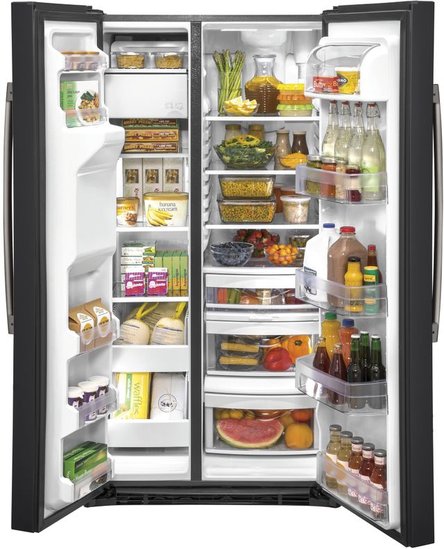 GE® 25.1 Cu. Ft. Black Slate Side-By-Side Refrigerator-GSS25IENDS-3