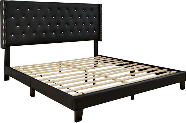 Signature Design by Ashley® Vintasso Black Queen Upholstered Panel Bed-1
