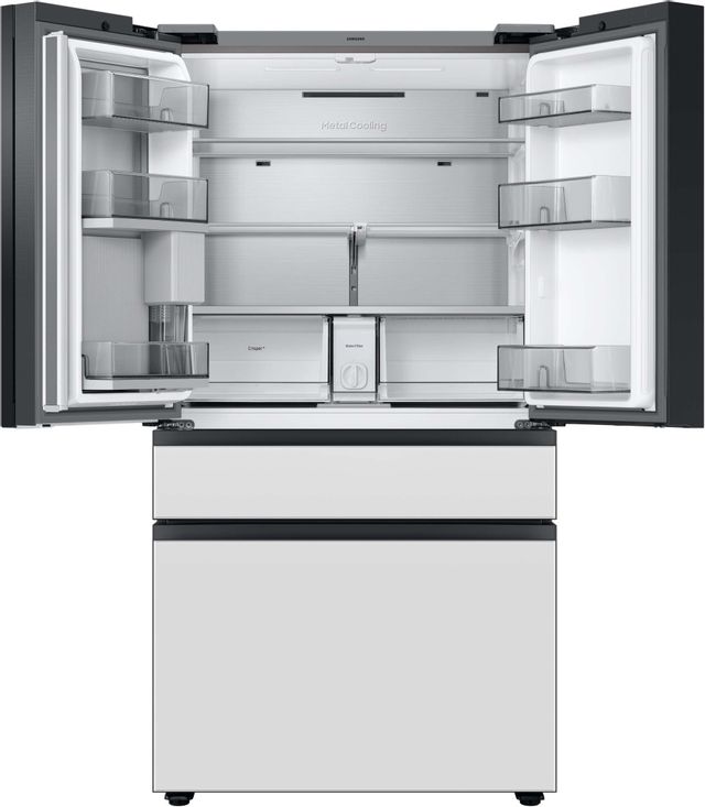 Samsung Bespoke 29 Cu. Ft. Custom Panel Ready/White Glass French Door Refrigerator with Family Hub™ 4