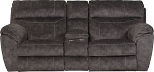 iAmerica Canyon Smoke Power Headrest with Lumbar Power Lay Flat Reclining Console Loveseat with Storage & Cupholders