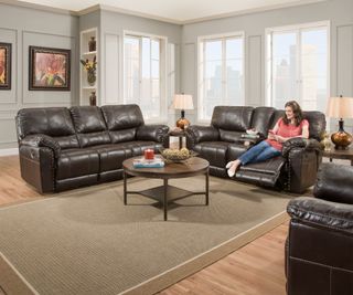Lane Chestnut Reclining Sofa and Loveseat with FREE 50"TV