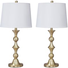 Signature Design by Ashley® Genevieve Set of 2 Antique Brass Finish Table Lamps