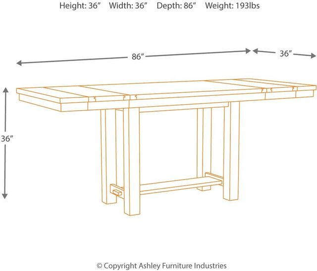 Table haute rectangulaire hauteur comptoir Moriville, brun, Signature Design by Ashley® 3