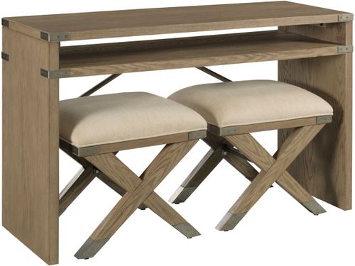 Hammary® Crawford Honey Sofa Table with Two Stools