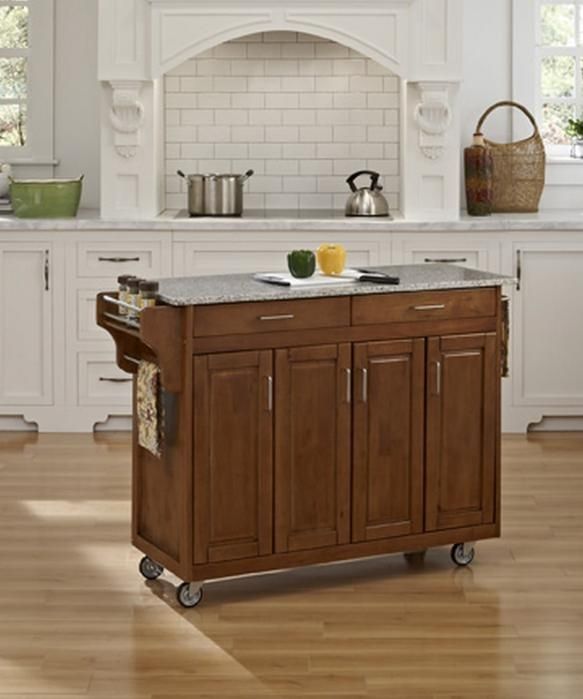 homestyles® Create-a-Cart Cottage Oak/Salt-and-Pepper Granite Kitchen Cart-2