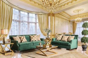 Furniture of America® Verdante Emerald Green Loveseat and Sofa