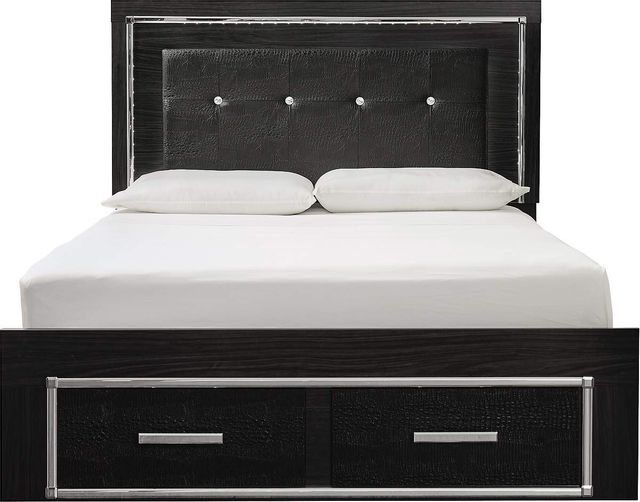 Signature Design by Ashley® Kaydell Black Queen 2-Drawers Upholstered Panel Storage Bed-1