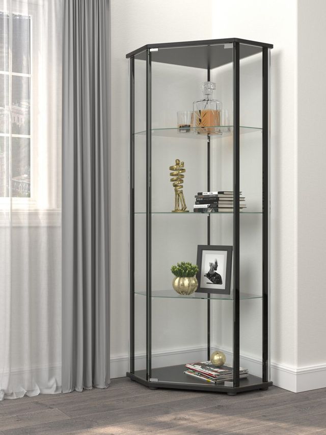 Coaster® Clear and Black Curio Cabinet 1