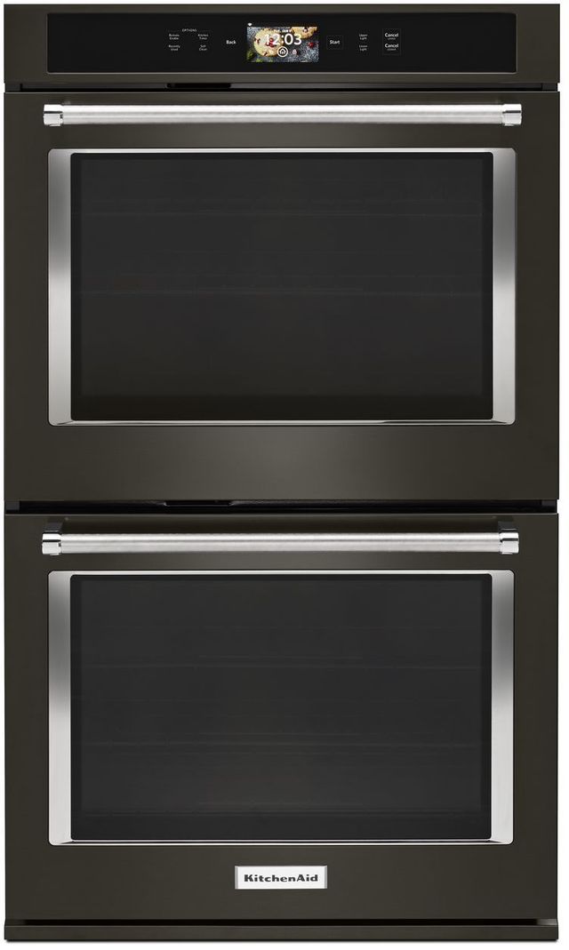 KitchenAid® 30" Black Stainless Steel with PrintShield™ Finish Smart  Electric Double Oven Built In