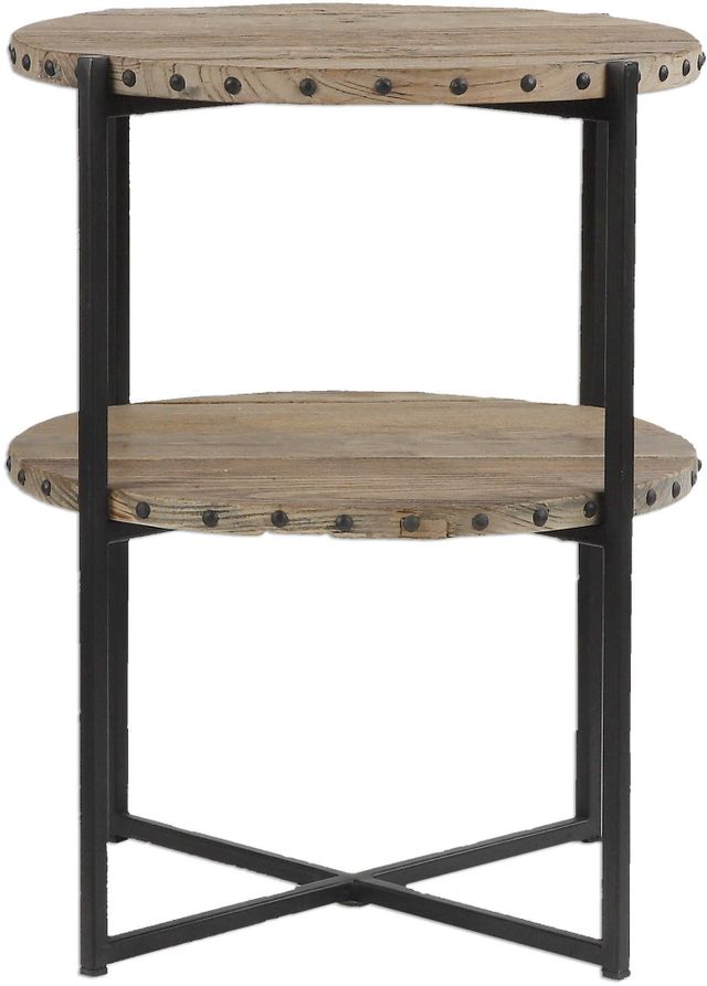 Uttermost® Kamau Brown Accent Table with Black Frame-1