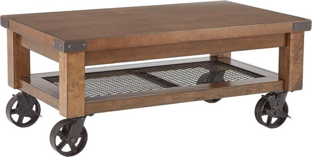 Steve Silver Co. Hailee Antique Oak Cocktail Table with Casters ...