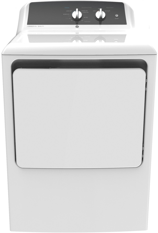 GE® 6.2 Cu. Ft. White Front Load Electric Dryer | Plaza Appliance 