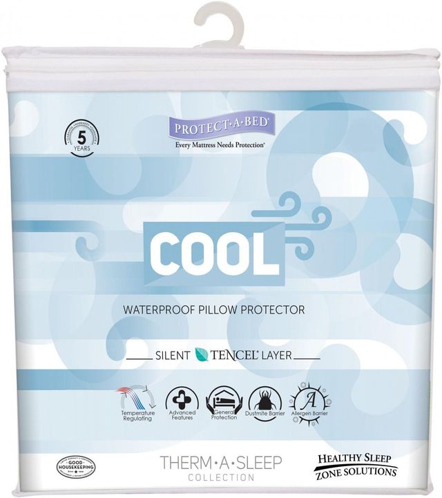 Protect-A-Bed® Therm-A-Sleep White Cool Waterproof Queen Pillow Protector 0