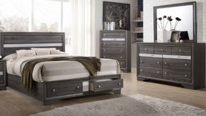 Crown Mark Regata 4-Piece Grey Queen Storage Bedroom Set