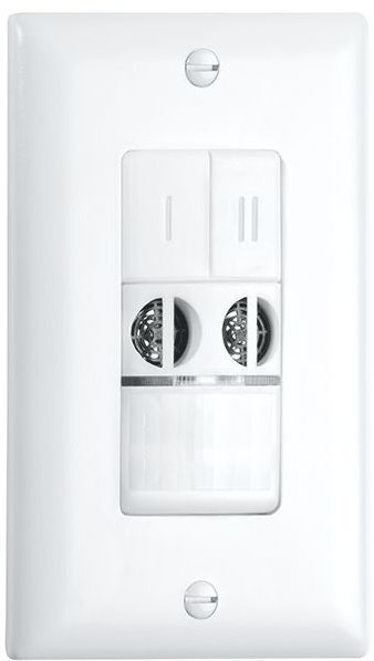Crestron® STEINEL DT WLS 2 Dual Technology Dual Relay Wall Switch Occupancy Sensor-White