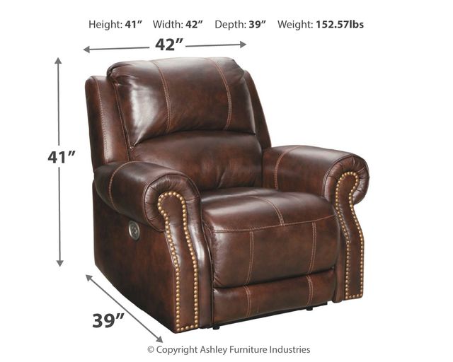 Signature Design by Ashley® Buncrana Chocolate Power Recliner with Adjustable Headrest 6