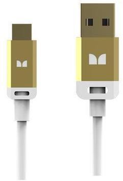 Monster® 3' Mobile High Performance USB A 2.0/Micro USB B Cable-White/Gold 0
