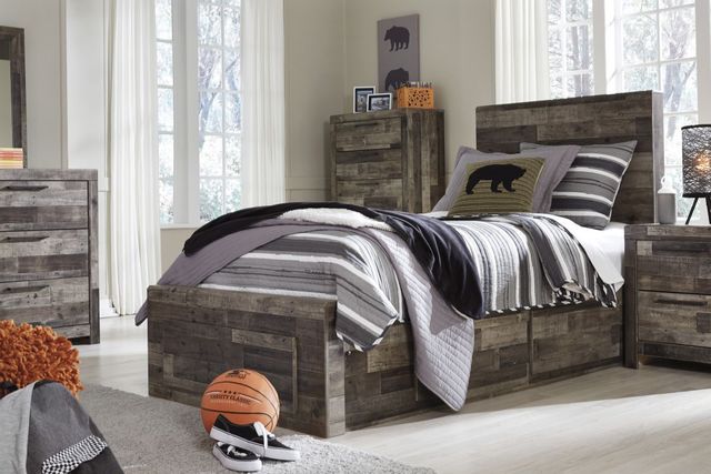 Benchcraft® Derekson Multi Gray Queen Panel Bed with Storage 4