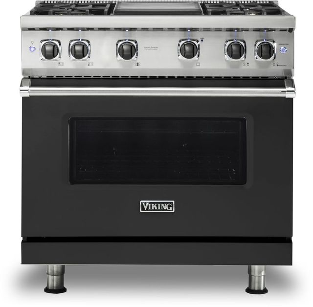 Viking® 5 Series 36" Cast Black Pro Style Natural Gas Range with 12" Griddle