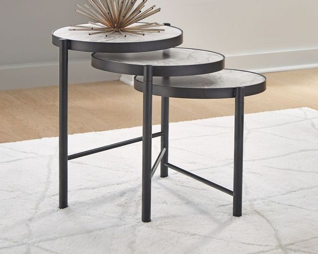Signature Design by Ashley® Plannore Black/White Round Coffee Table 3