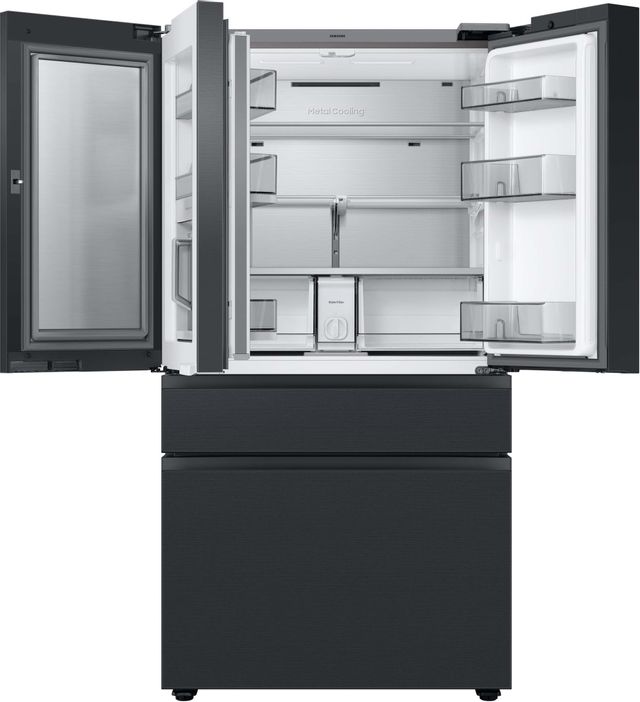 Samsung Bespoke 23 Cu. Ft. Black Matte Steel French Door Refrigerator with Family Hub™ 2