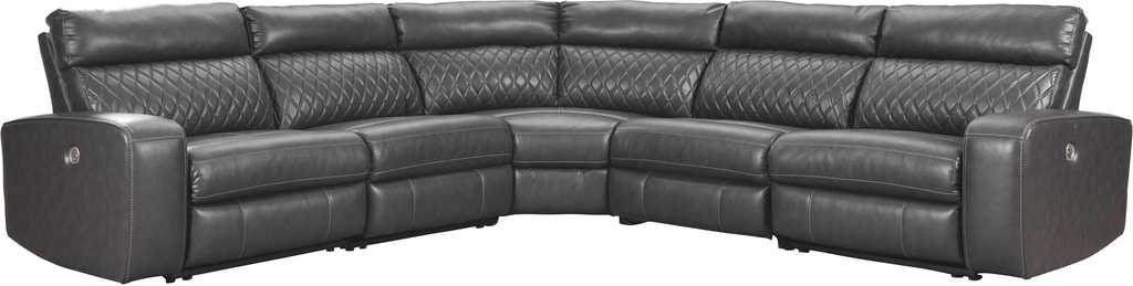 Signature Design by Ashley® Samperstone 5-Piece Gray Power Reclining  Sectional