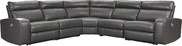 Signature Design by Ashley® Samperstone 5-Piece Gray Power Reclining Sectional