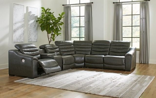 Signature Design by Ashley® Center Line 6-Piece Dark Gray Power Reclining Sectional-2