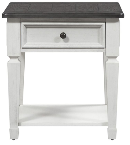 Liberty Furniture Allyson Park Wirebrushed White with Charcoal Tops End Table
