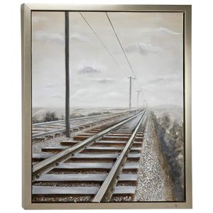 Uma Industrial Railroad Framed Wall Art 44x53
