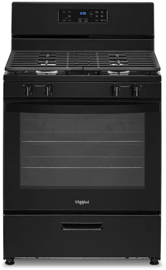 black freestanding gas range