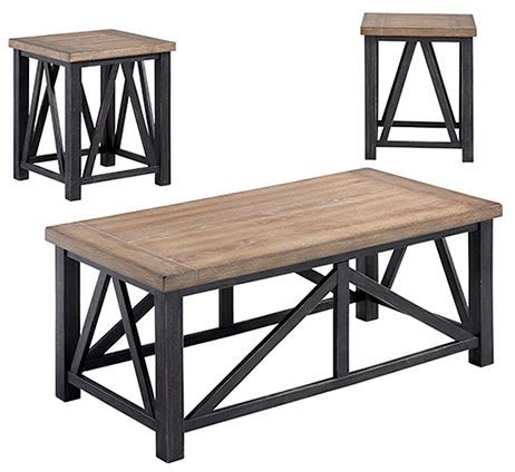 Progressive® Furniture Elk River 3-Pieces Black/Oak Table Set-0
