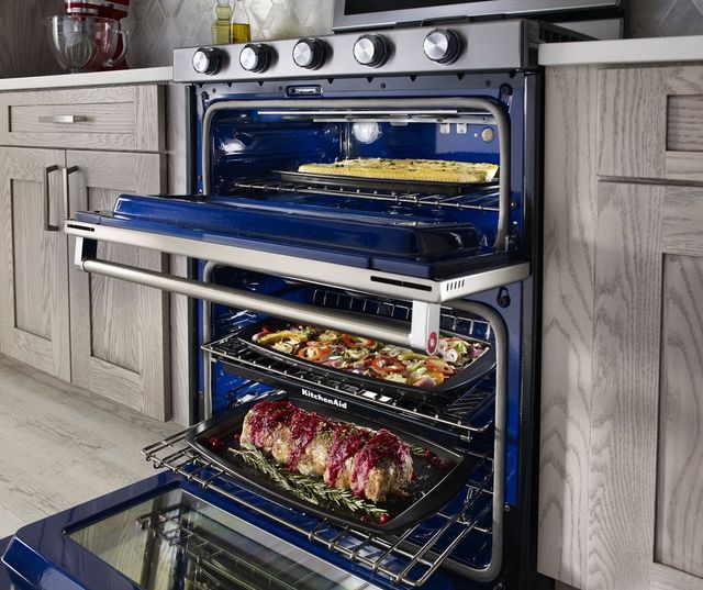 KitchenAid® 30" Stainless Steel Free Standing Gas Double Oven Range 3