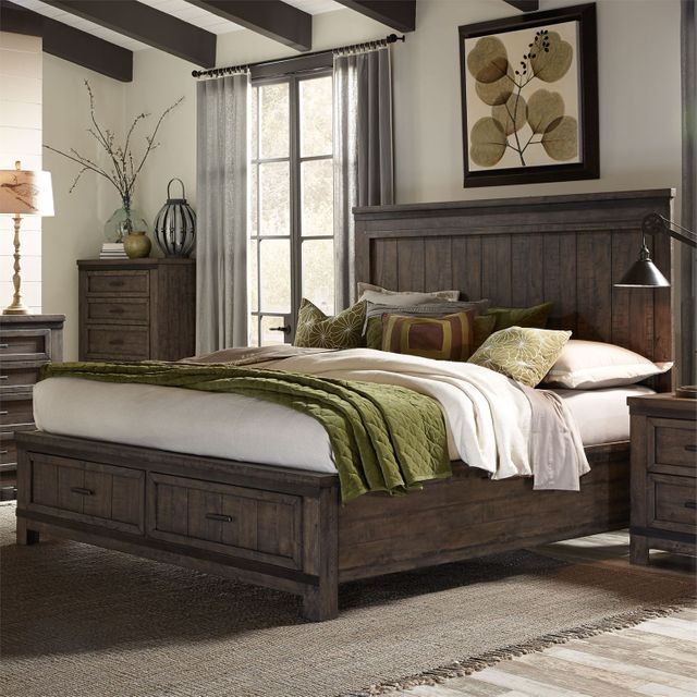 Liberty Furniture Thornwood Hills Rock Beaten Gray Queen Storage Bed 1