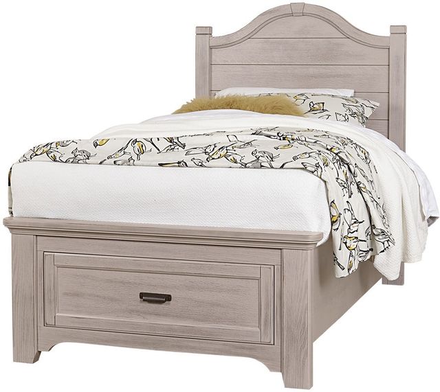 Vaughan-Bassett Bungalow Dover Grey Twin Arch Bed with Footboard Storage-0