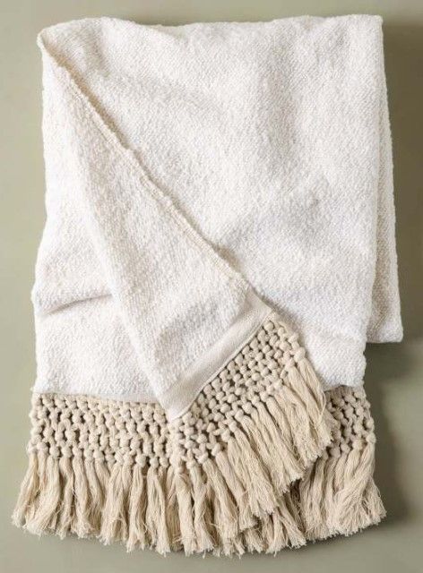 Magnolia Home By Joanna Gaines Essential Antique White Tassel Throw 